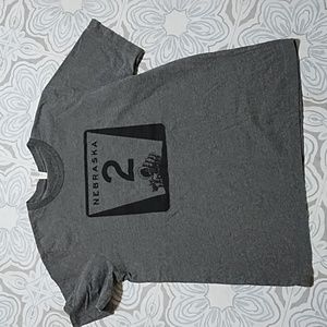 Mens Gray shortsleeve Tshirts NEBRASKA crew neck gray black XL CANVAS